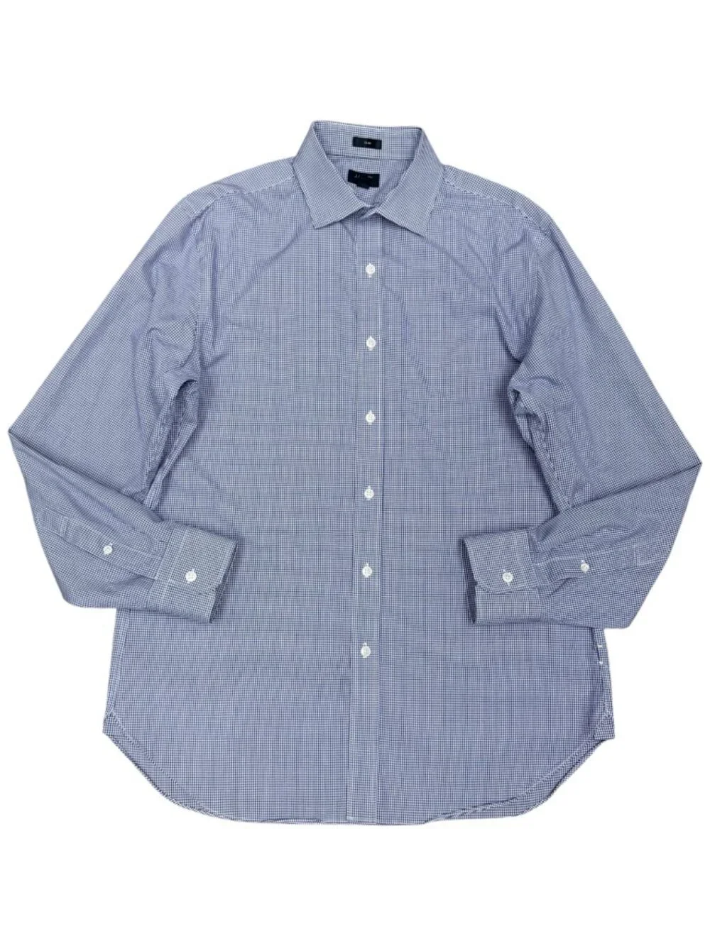 J. CREW Men's EUC Ludlow Slim-fit Stretch Gingham Dress Shirt Navy | Size 16/34